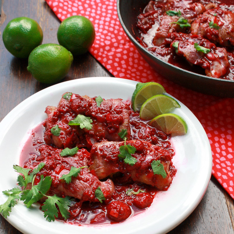 Raspberry Chipotle Chicken with Lime plated