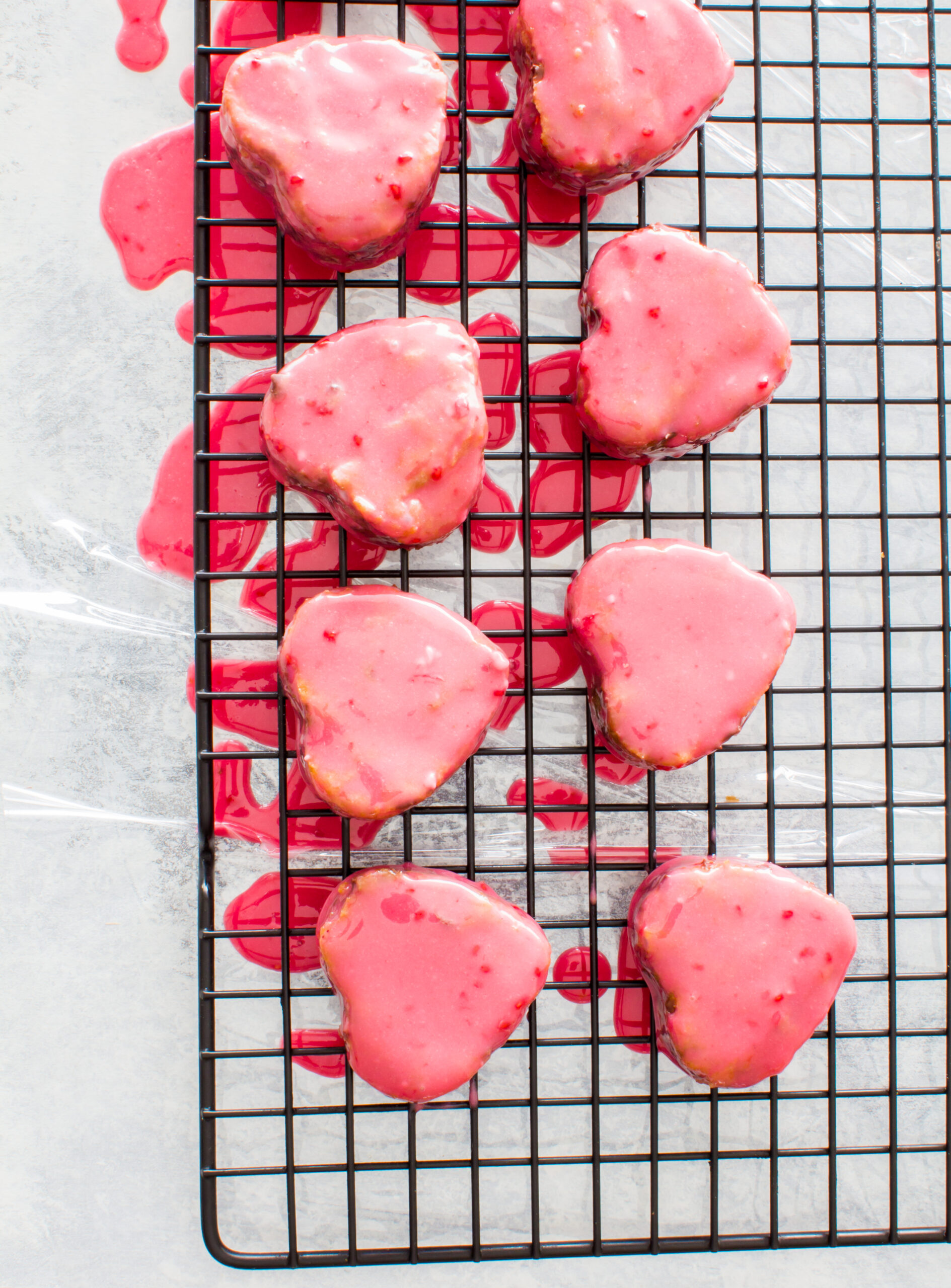 Conversation Heart Cookies with Raspberry Glaze