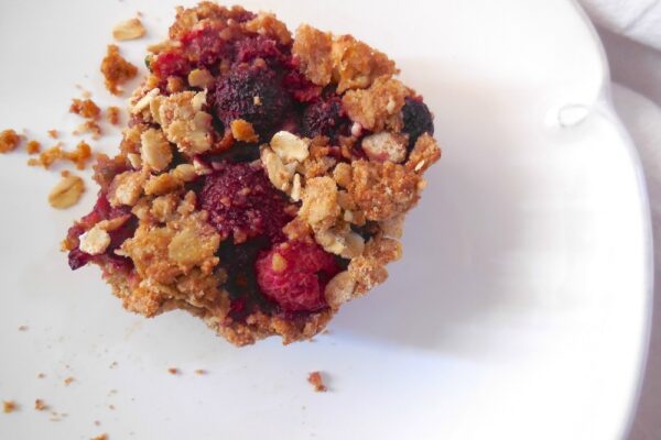 Red Raspberry Crumble Bar on white plate