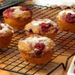 Pumpkin Raspberry muffins on cooling rack