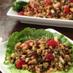 Gingered Farro and Wild Rice Salad served on butter lettuce leaf